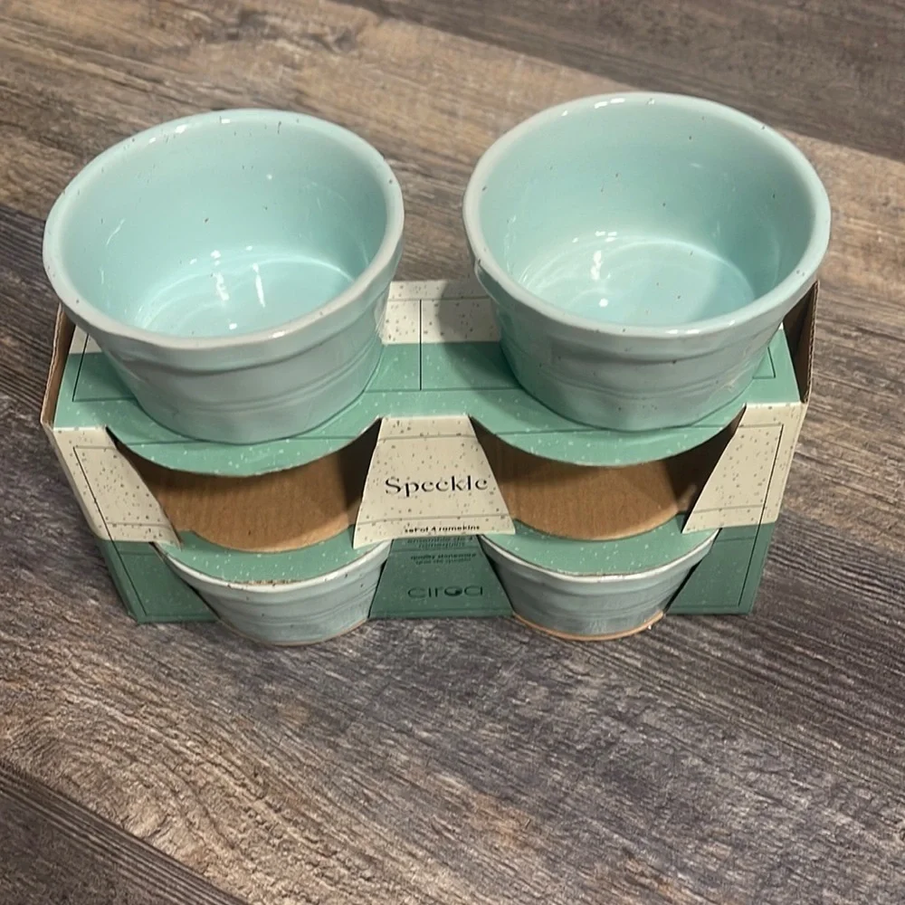 4 Speckle unique design light blue bowls